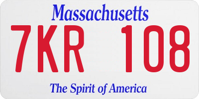 MA license plate 7KR108