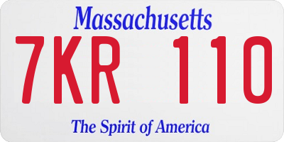 MA license plate 7KR110
