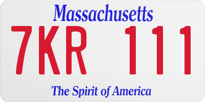 MA license plate 7KR111