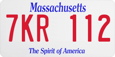 MA license plate 7KR112
