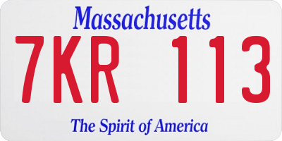 MA license plate 7KR113