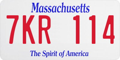 MA license plate 7KR114