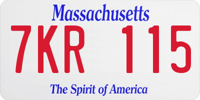 MA license plate 7KR115