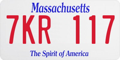 MA license plate 7KR117