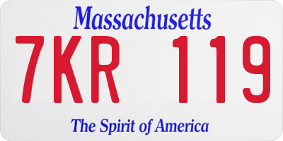 MA license plate 7KR119