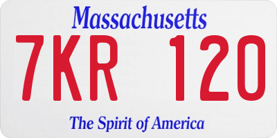 MA license plate 7KR120