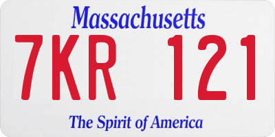MA license plate 7KR121