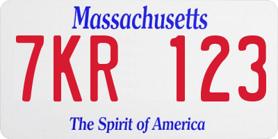 MA license plate 7KR123