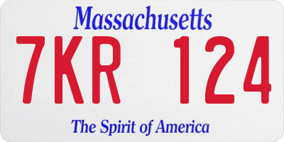 MA license plate 7KR124