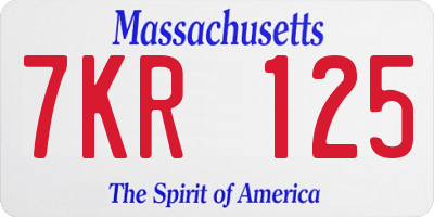 MA license plate 7KR125