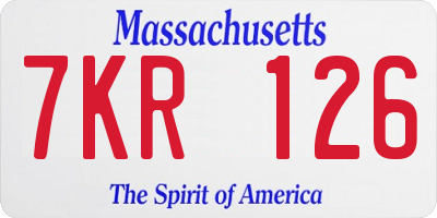 MA license plate 7KR126