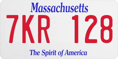 MA license plate 7KR128