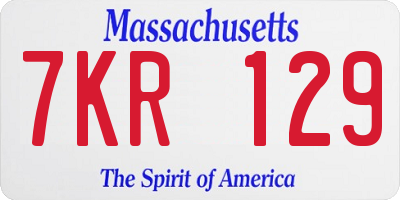 MA license plate 7KR129