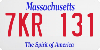MA license plate 7KR131