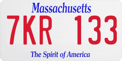 MA license plate 7KR133