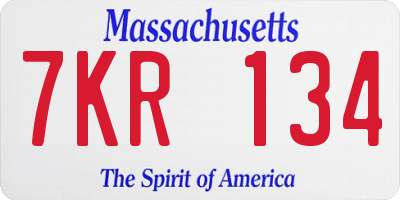 MA license plate 7KR134
