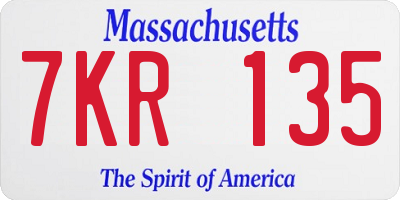 MA license plate 7KR135