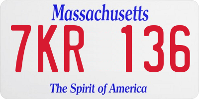 MA license plate 7KR136