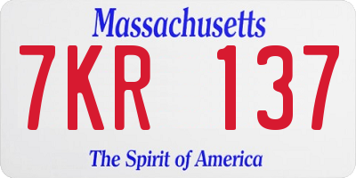 MA license plate 7KR137