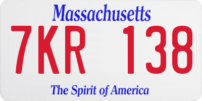 MA license plate 7KR138
