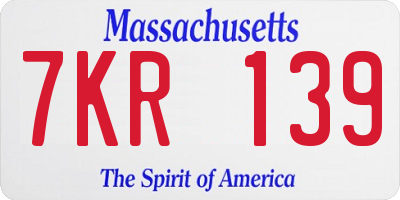 MA license plate 7KR139