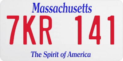 MA license plate 7KR141