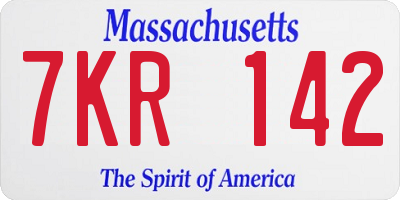 MA license plate 7KR142