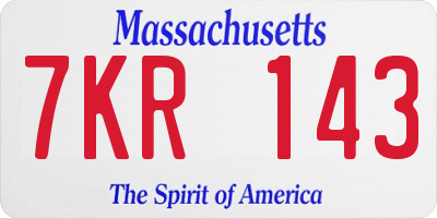 MA license plate 7KR143
