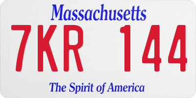 MA license plate 7KR144