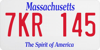 MA license plate 7KR145