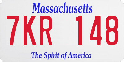 MA license plate 7KR148