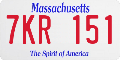 MA license plate 7KR151
