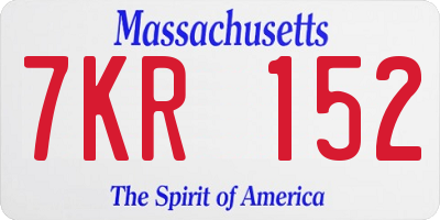 MA license plate 7KR152