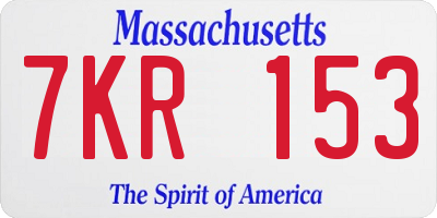 MA license plate 7KR153