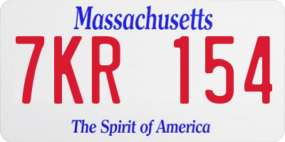 MA license plate 7KR154