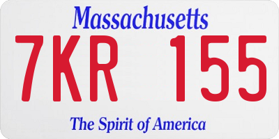 MA license plate 7KR155