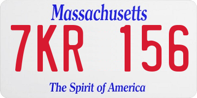 MA license plate 7KR156
