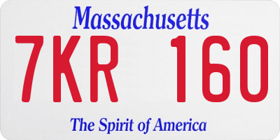 MA license plate 7KR160