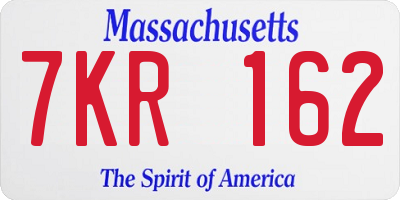 MA license plate 7KR162