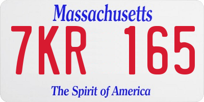 MA license plate 7KR165