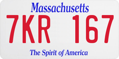 MA license plate 7KR167