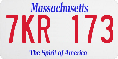 MA license plate 7KR173