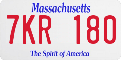 MA license plate 7KR180