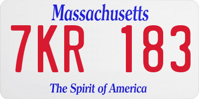MA license plate 7KR183