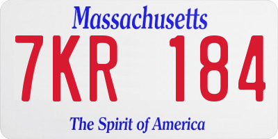 MA license plate 7KR184