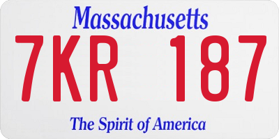 MA license plate 7KR187