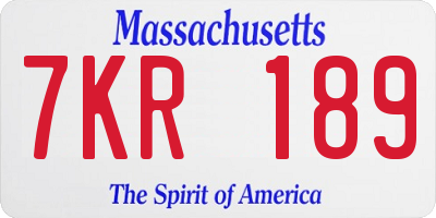 MA license plate 7KR189