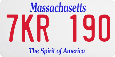 MA license plate 7KR190