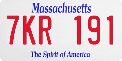 MA license plate 7KR191