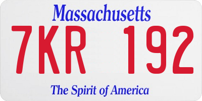 MA license plate 7KR192